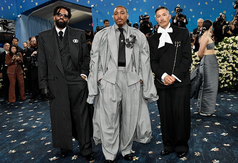 Dao-Yi Chow, from left Justin Jefferson and Maxwell Osborne attend The Metropolitan Museum of Art's Costume Institute benefit gala celebrating the opening of the "Superfine