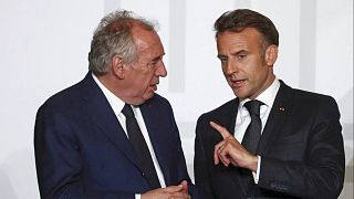 French President Emmanuel Macron and Prime Minister François Bayrou at the Élysée Palace in Paris, Tuesday 15 April 2025.