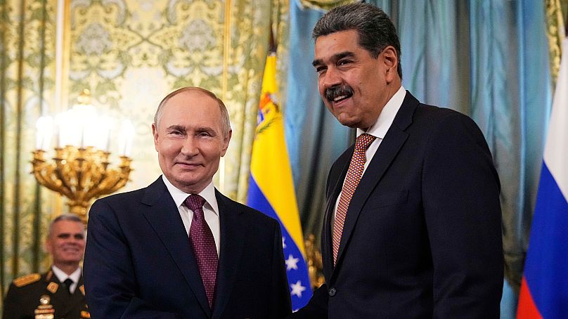 Der russische Präsident Wladimir Putin hat seinen venezuelanischen Amtskollegen Nicolás Maduro empfangen. 7. Mai 2025.
