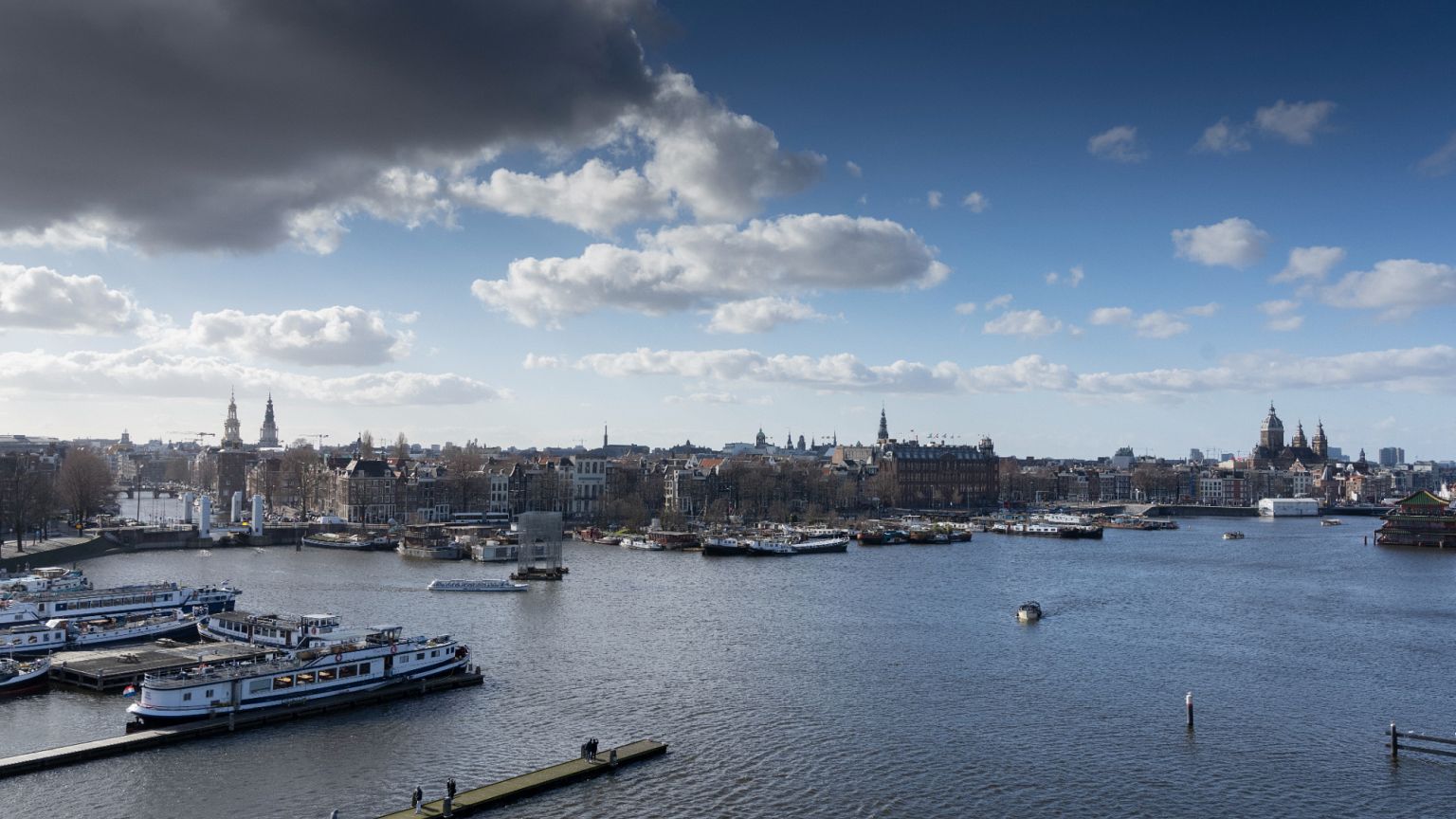 View of the city center skyline in Amsterdam, Netherlands, Saturday, Feb. 25, 2023.