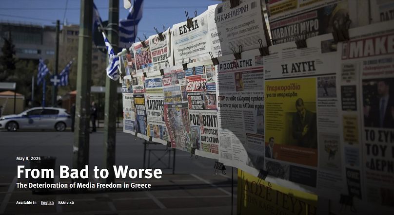 A screenshot of the Human Rights Report on media freedom in Greece