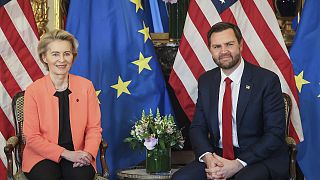 EU Commission President Ursula von der Leyen and US Vice President JD Vance.