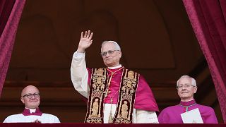 Robert Prevost appears after being chosen the 267th pontiff of the Roman Catholic Church, choosing the name of Pope Leo XIV, 8 May, 2025