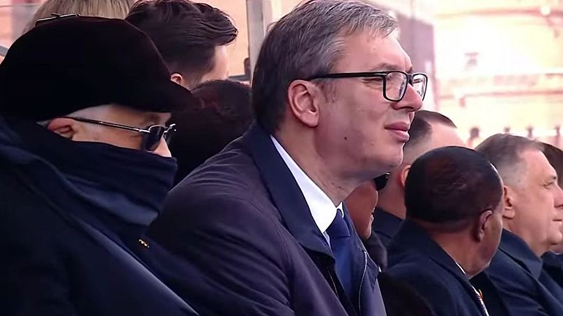 Aleksandar Vučić szerb elnök a parádén