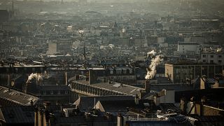 View of the rooftops of Paris from Montmartre in Paris, Saturday, Jan. 4, 2025. 