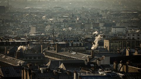 View of the rooftops of Paris from Montmartre in Paris, Saturday, Jan. 4, 2025. 