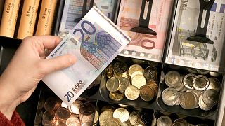 Euro coins and banknotes are pictured in a shop in Duisburg, 29 December, 2001