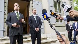 US Treasury secretary Scott Bessent, left