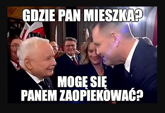 Mem z Karolem Nawrockim nawiązujący do afery związanej z jego mieszkaniem, do którego się nie przyznawał, a które przepisał mu starszy mężczyzna.