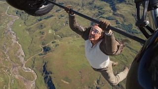 This image released by Paramount Pictures and Skydance shows Tom Cruise in a scene from "Mission: Impossible - The Final Reckoning."