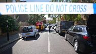 A police cordon is seen in Kentish Town, near British Prime Minister Keir Starmer's house in north London on May 12, 2025.