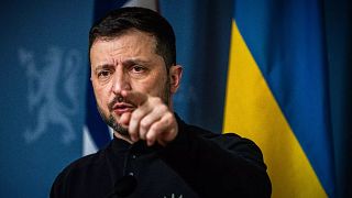 Ukrainian President Volodymyr Zelenskyy speaks during a joint press conference with Prime Minister Jonas Gahr Store in Oslo, Norway, Thursday, March 20, 2025.