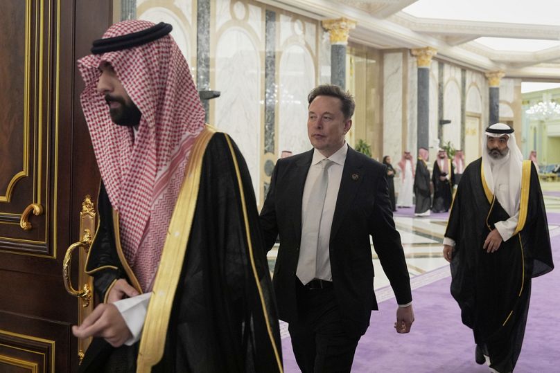 إيلون ماسك، يغادر القصر الملكي بالرياض، المملكة العربية السعودية، يوم الثلاثاء، 13 مايو 2025