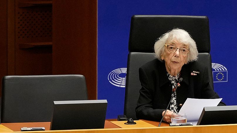 Margot Friedländer hielt anlässlich des Holocaust-Gedenktags am 27. Januar 2022 eine Rede im EU-Parlament.
