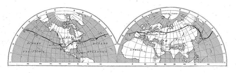 Map of the Graf Zeppelin’s flight around the world, Jerónimo Megías, 1929