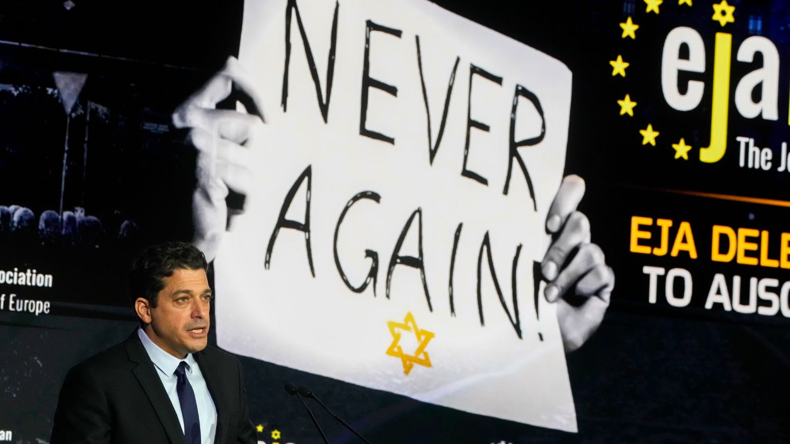 Amichai Chikli, Israeli Minister of Diaspora Affairs addresses the European Jewish Association's conference, in Krakow, Poland, Monday, Jan. 22, 2024
