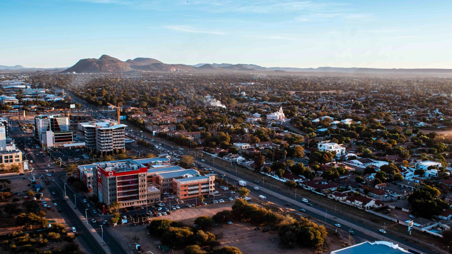 Overview of the Central Business District in Gaborone, the capital city of Botswana, 1 June 2020