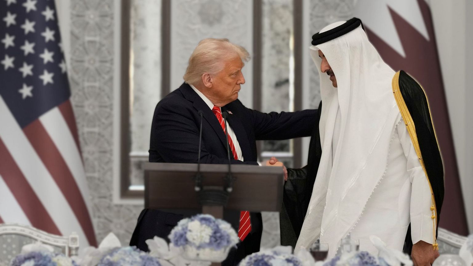 دونالد ترامپ، رئیس‌جمهوری آمریکا و امیر قطر