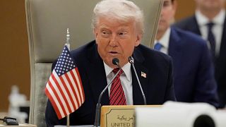 President Donald Trump speaks during the Gulf Cooperation Council (GCC) Summit in Riyadh, Saudi Arabia, Wednesday, May 14, 2025. 