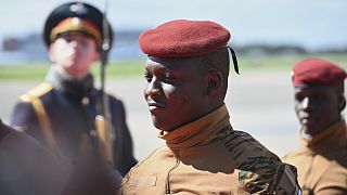 President of Burkina Faso Ibrahim Traore arrives in Moscow, Russia, Thursday, May 8, 2025.