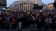 Protesters in Subotica hold a 16-minute silence in memory of the 16 victims of the Novi Sad train station bombing