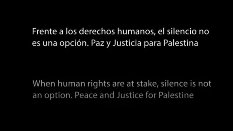 Imagen del mensaje a favor de la paz en la guerra de Gaza de 'RTVE'.