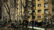 A residential house heavily damaged after a Russian strike in a residential neighbourhood in Kyiv, 24 April, 2025
