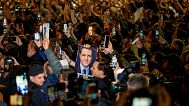 Supporters of presidential candidate Nicușor Dan on the streets of Bucharest, 19 May, 2025