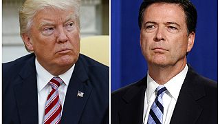 Donald Trump elnök 2017. május 10-én, illetve James Comey FBI-igazgató 2014. június 30-án (mindketten Washingtonban)