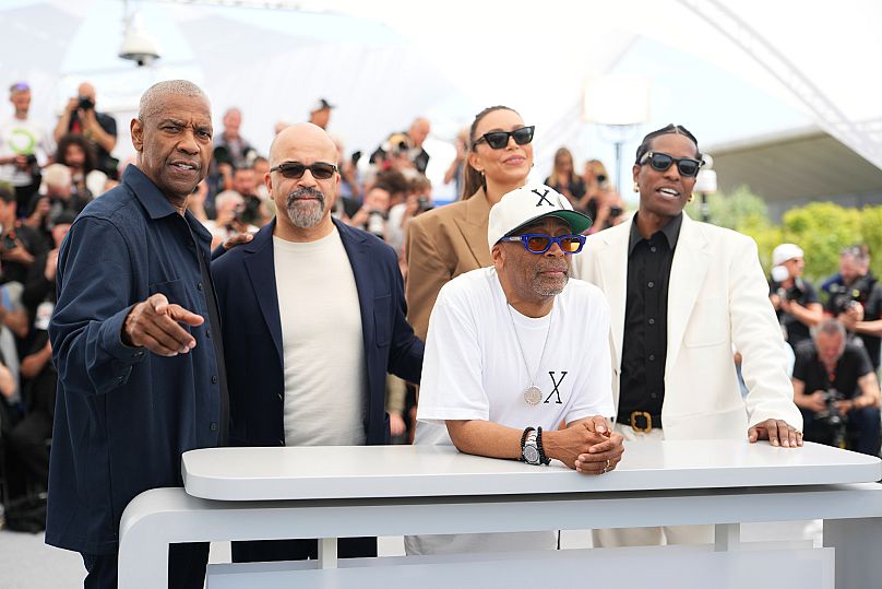 Denzel Washington, Jeffrey Wright, Ilfenesh Hadera, Spike Lee and A$AP Rocky at the photocall in Cannes