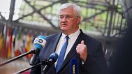 Ukraine's Foreign Minister Andrii Sybiha arrives for a meeting of EU foreign ministers at the European Council building in Brussels, Belgium, Tuesday, May 20, 2025