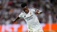 Real Madrid's Vinicius during the Champions League quarter-final second leg match between Real Madrid and Arsenal on 16 April 2025.