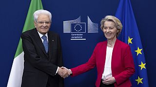 Sergio Mattarella e Ursula von der Leyen a Bruxelles, Belgio, 21 maggio 2025