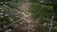 A path of destroyed homes is seen, Sunday, May 18, 2025, in London, Kentucky. 