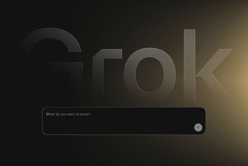 Cette image du site web xAI montre un champ de recherche pour le chatbot d'intelligence artificielle Grok, le jeudi 5 mai 2025.