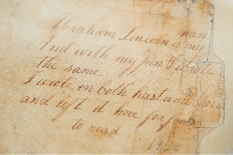 A page that shows the earliest known example of Abraham Lincoln's handwriting 