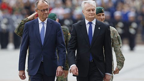 Il cancelliere tedesco e il premier lituano a Vilnius, Lituania, 22 maggio 2025