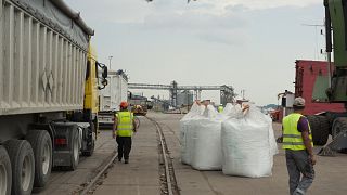 Carico di fertilizzanti nel porto di Giurgiulești, Moldavia.