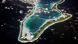 Questa immagine rilasciata dalla Marina statunitense mostra una veduta aerea di Diego Garcia