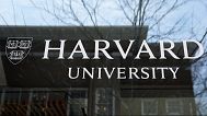 FILE - The Harvard University logo is displayed on a building at the school, Tuesday, April 15, 2025, in Cambridge, Massachusetts