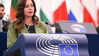 Sarah Knafo speaking at a European Parliament plenary session.