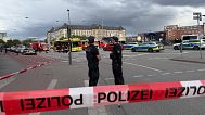 Police near the scene of a stabbing at Hamburg Central Station in Hamburg, 23 May, 2025