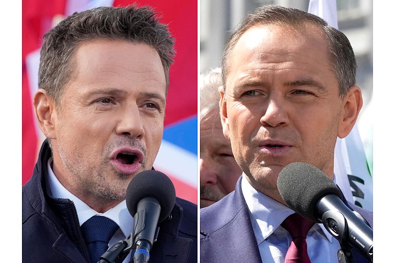 Rafał Trzaskowski, et Karol Nawrocki, les deux candidats au poste de président polonais. 