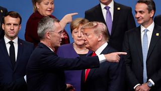 Jens Stoltenberg NATO-főtitkár és Donald Trump a 2019-es csúcsértekezleten 