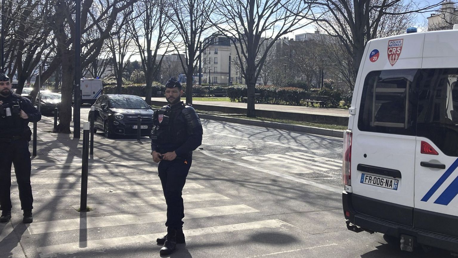 Police officers secure the area near an unexploded World War II-era bomb that caused transportation chaos in Paris, 7 March 2025. Police officers secure the area near an unexploded World War II-era bomb that caused transportation chaos in Paris, 7 March 2025.