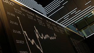 The German stock index, DAX, is pictured at the stock market in Frankfurt, Germany, Wednesday, April 16, 2025. 