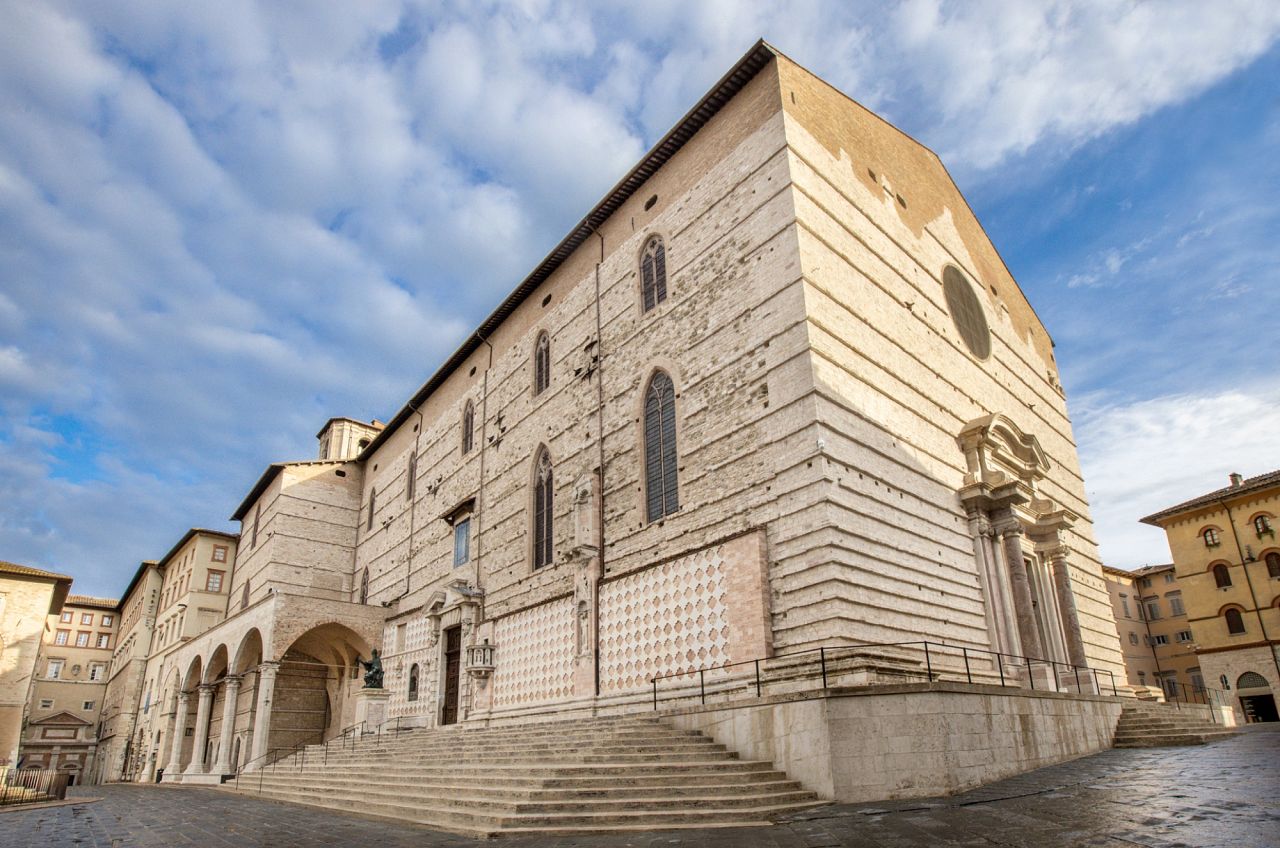 The cathedral in Perugia, given a fresh façade in 2022 
