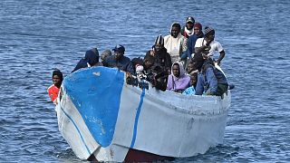 FILE PHOTO - Migrants arrive on a small boat at La Restinga port on the canary island of El Hierro on Sunday Feb. 4, 2024. FILE PHOTO - Migrants arrive on a small boat at La Restinga port on the canary island of El Hierro on Sunday Feb. 4, 2024.