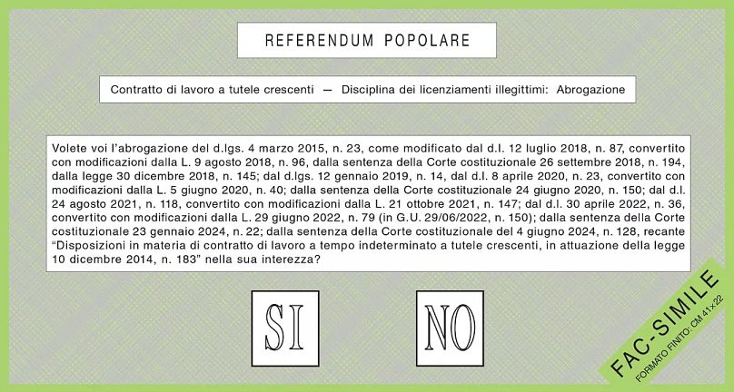 scheda verde quesito 1 referendum 8 - 9 giugno