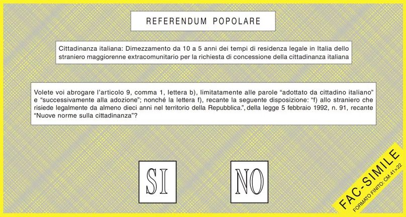 scheda gialla quesito 5 referendum 8 - 9 giugno